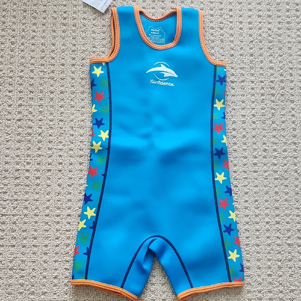 Wetsuit Kids Swim One Piece - Blue with Colorful Stars